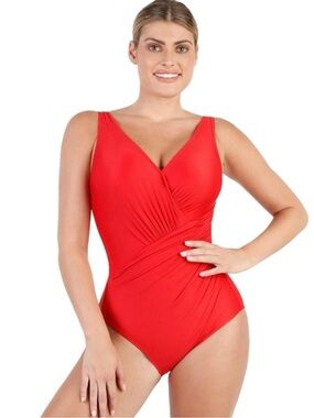 Popilush Slimming Chic Red Wrap One-Piece Swimsuit